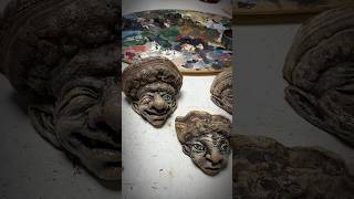 Fungi family painting process…enjoing my matcha tea 🌿 #fairyart #fungi #sculpture #polymerclayart