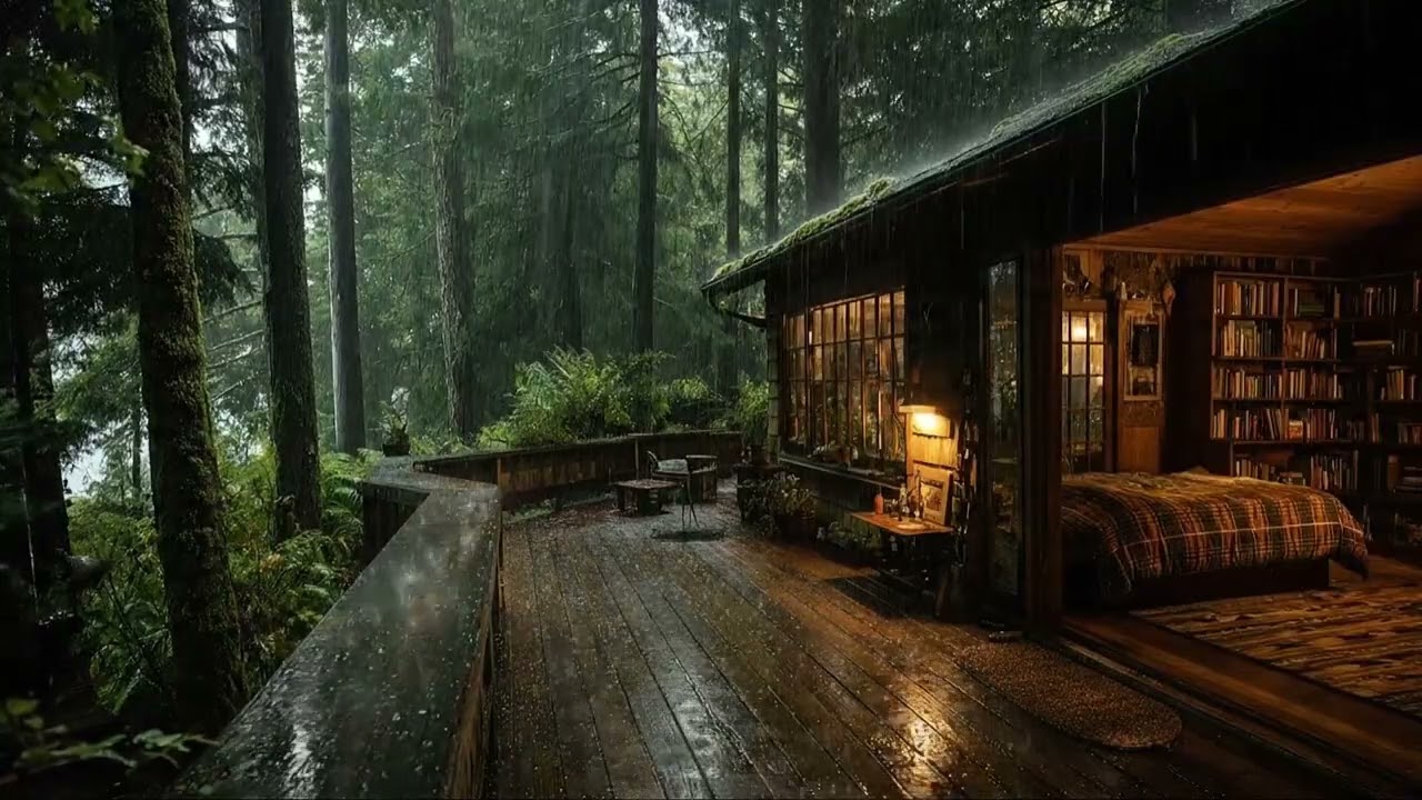 Warm Cabin Rain Sounds for Deep Sleep, Relaxation & Nighttime Calm