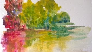 watercolor easy tree paint reflections tutorial way