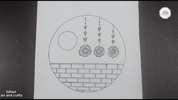 Easy and Beautiful Scenery Inside a Circle  Relaxing Drawing Video