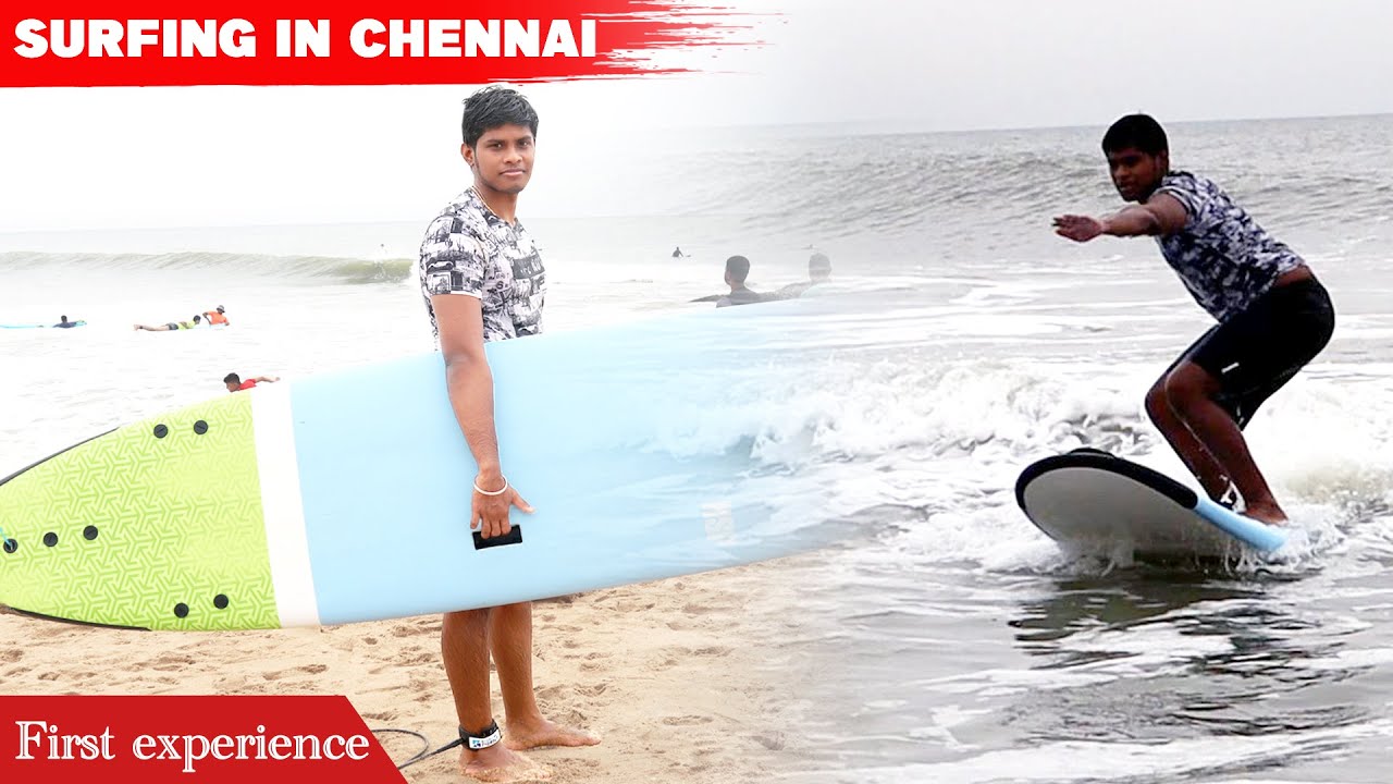 Surfing in Chennai First Experience Kovalam Beach Arunsundar