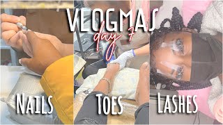 Come to My Appointments With Me 🤗(nails, toes , lashes) + Shipping Out a Wig • VLOGMAS DAY 7
