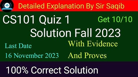 cs101 quiz 1 fall 2023| cs101 quiz 1 solution fall 2023 | cs101  quiz 1 2023 | by Sir Saqib