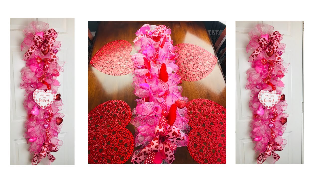 Valentine’s Day Yardstick Centerpiece Door Swag Garland DIY ️ YouTube