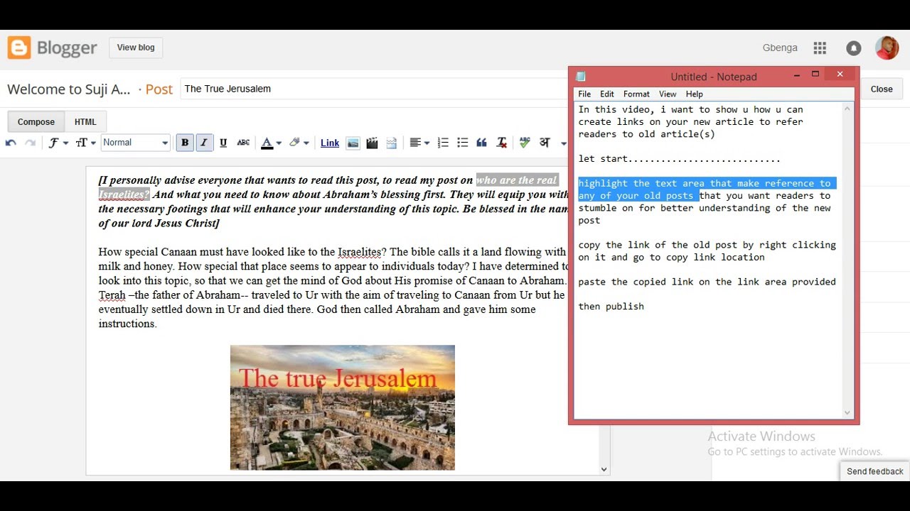 How to create link around texts on blog