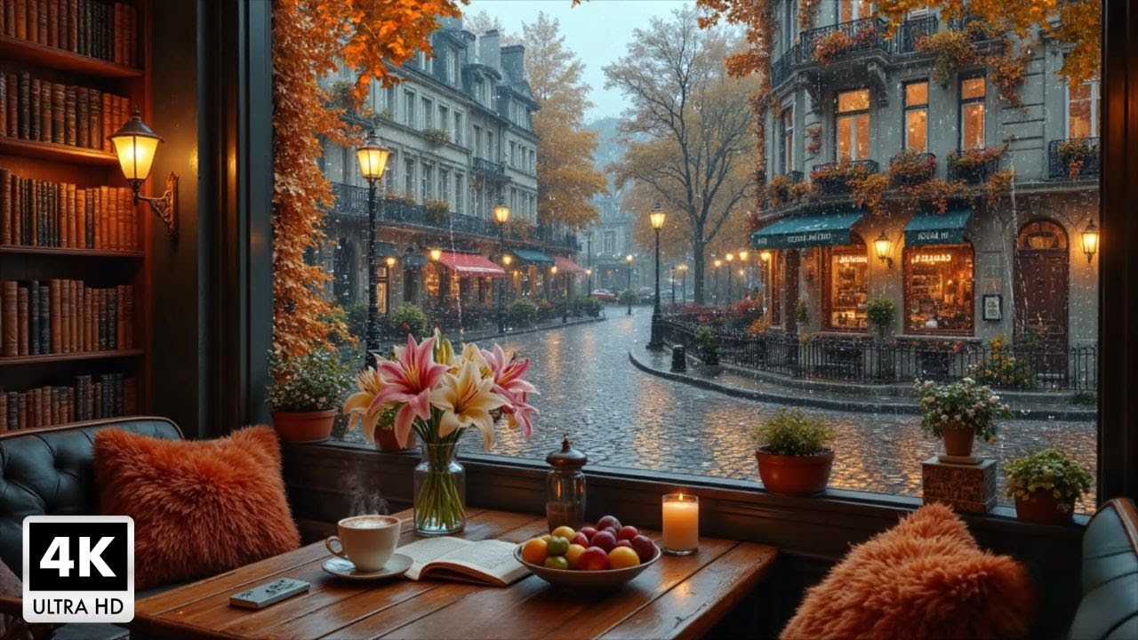 Великолепная расслабляющая джазовая музыка и успокаивающие звуки осеннего дождя ☕ Нежный джаз