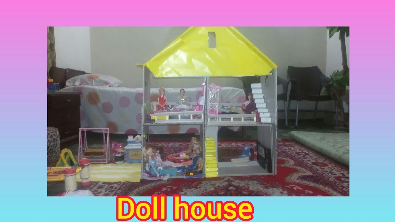 Showing my doll house , dolls and pets urdu barbie dream house