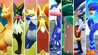 Pokémon Scarlet \& Violet : All Starters Evolutions Comparison + Walking + Sleeping