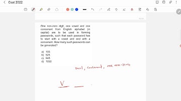 CSAT 2022 Answer Key - One non-zero digit, one vowel and one consonent from English alphabet...