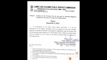 Exam date out for the post of Assistant Registrar Cooperative Societies. JKWorld #jkpsc #jkssb
