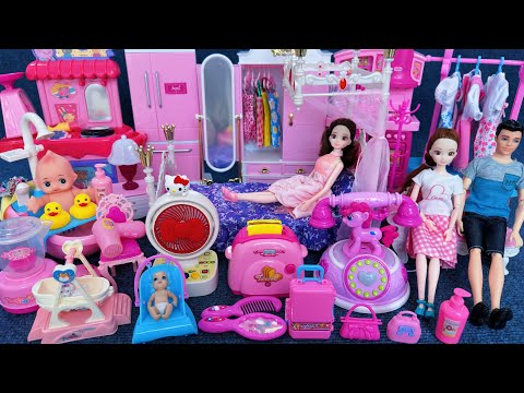11 Minutes Satisfying With Unboxing Barbie Princess Bed Bedroom Collection Toys Review ASMR