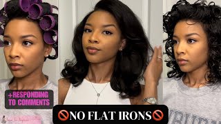 HOW TO STRAIGHTEN NATURAL HAIR WITHOUT HEAT DAMAGE | MAGNETIC ROLLER SET ON NATURAL HAIR