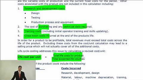 ACCA F5 Lecture 4 Life Cycle Costing 2 2017