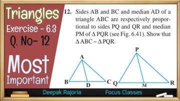 Class - 10 Maths, Ex 6.3 Q12  Triangles | Sides AB and BC and median AD of a triangle ABC are