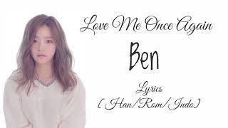BEN (벤) - Love Me Once Again (미워도 다시 한 번) Color Coded Lyrics [Han/Rom/Indo] Terjemahan Indonesia