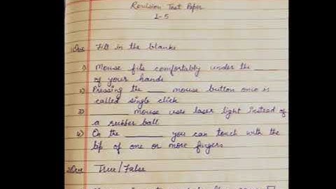 Class- 2, Subject-Computer, Video - 12, Ch- 5 (Mouse an Input Device) Revsion Test by Mrs Radhika