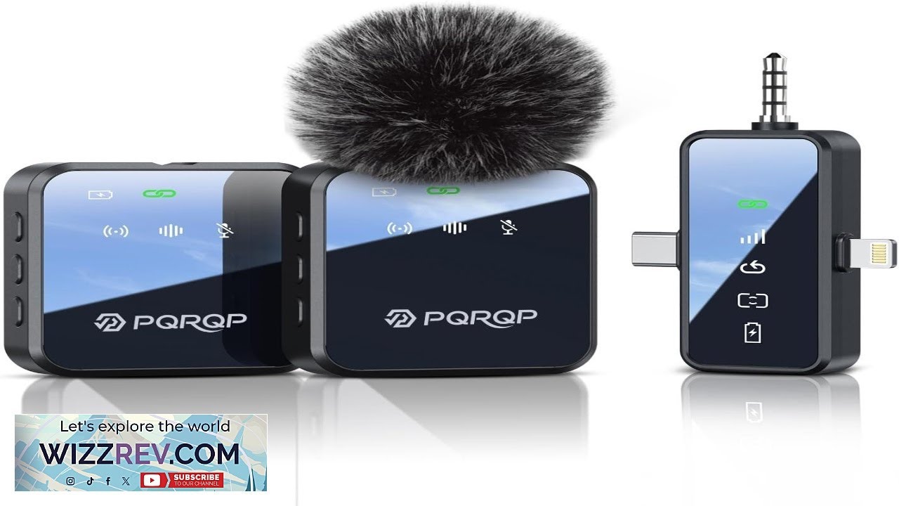 PQRQP 3 in 1 Microphone for iPhone Android Camera Wireless Microphones 328ft Transmission