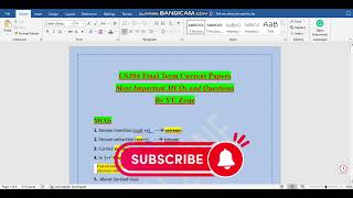 CS304 Final Term Current Paper | CS304 Final Term Preparation | CS304-Object Oriented Programming