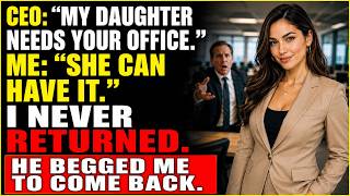 CEO Took My Office For His Daughter… I Smiled, Walked Away, And He Begged Me To Come Back