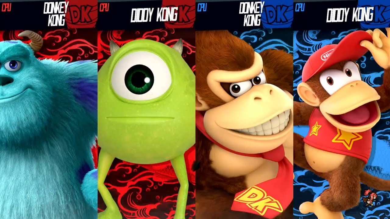 Donkey Kong & Diddy Kong vs Sulley & Mike - Requested Smash Battle