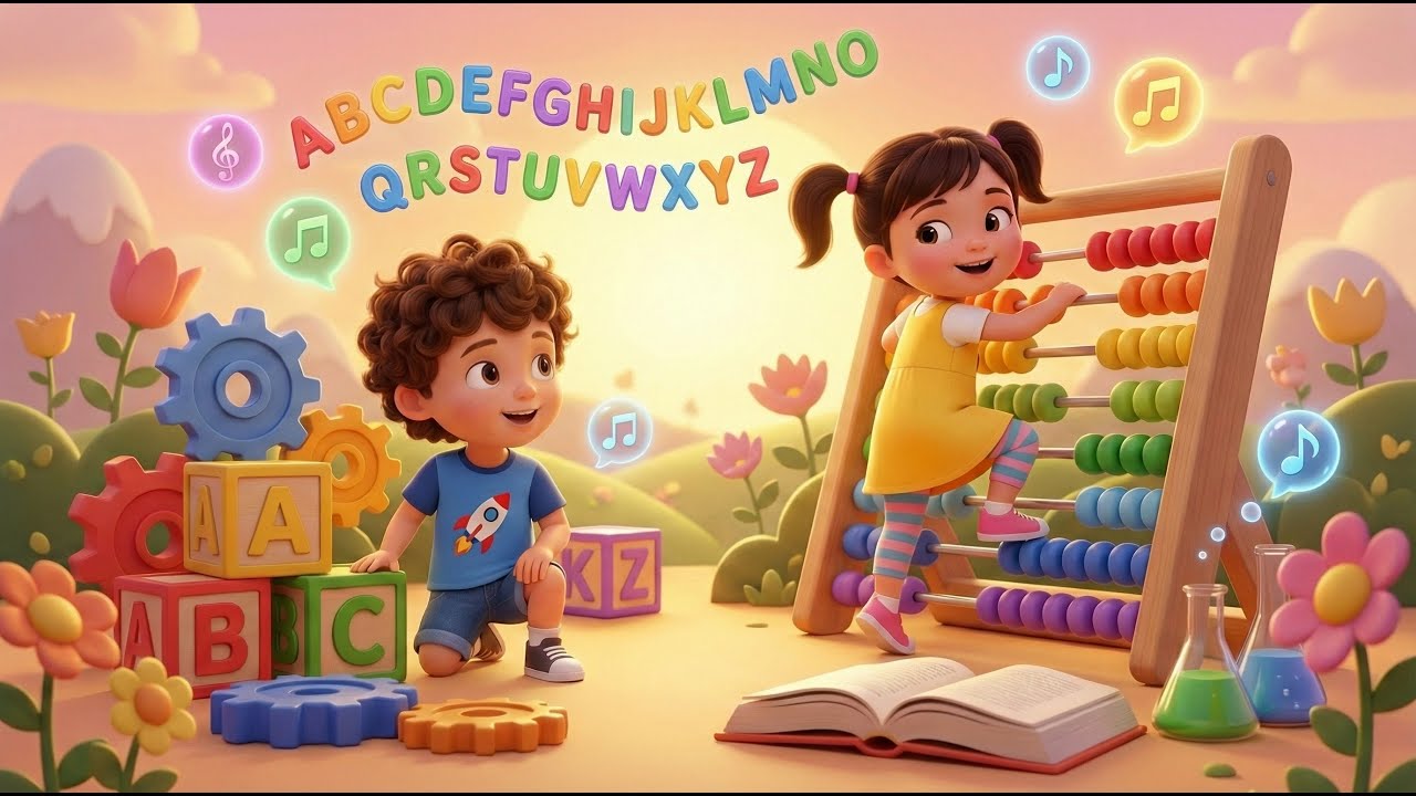 ABC song for pre school learning of toddlers nursery rhymes 3d Pixar style 2026 coco melon style