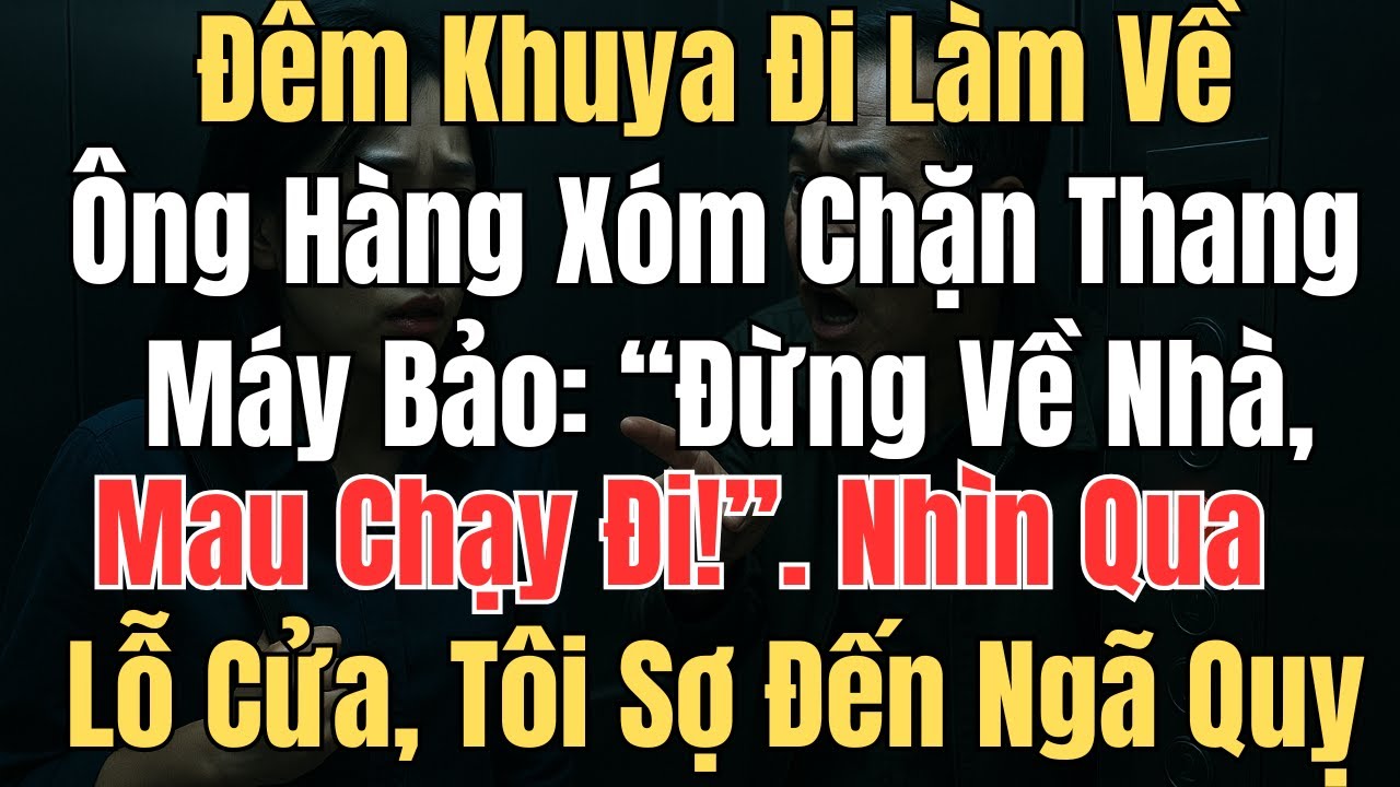 Đêm khuya đi làm về, trong thang máy ông hàng xóm bất ngờ ấn nút dừng lại, hốt hoảng bảo Đừng nói gì