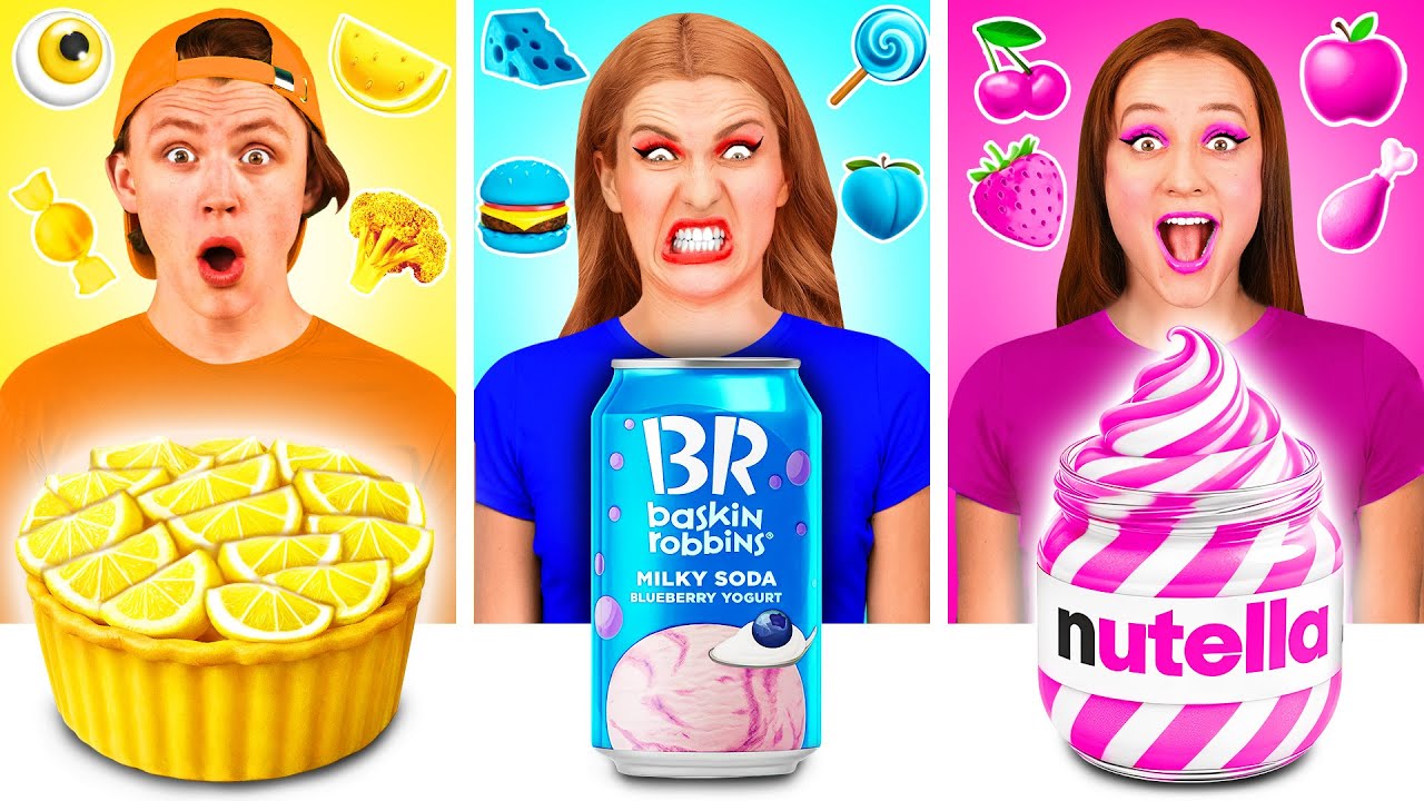 24 Часа Едим Еду Одного Цвета Челлендж | Смешные Кулинарные Трюки от PaRaRa Challenge