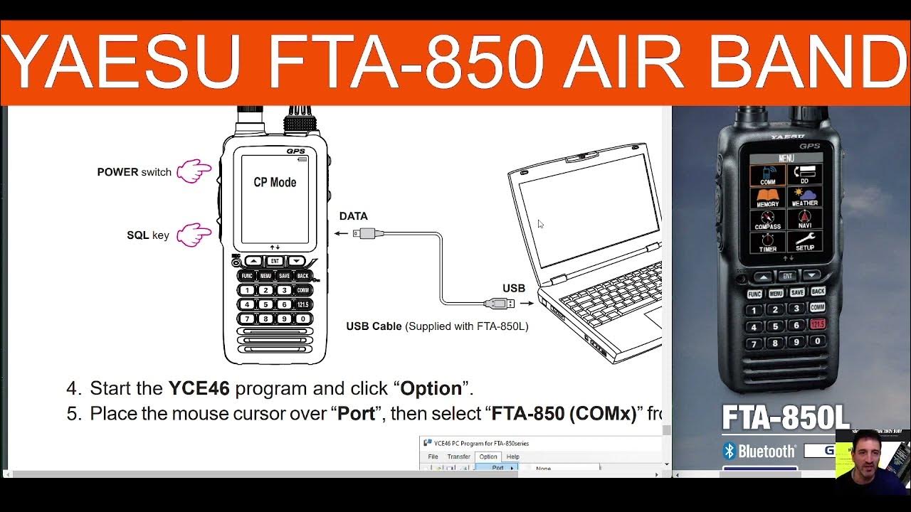 YAESU FTA850L AIR BAND TRANSCEIVER CPS MODE SELECT PC PROGRAMING