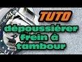 TUTO comment nettoyer/dépoussiérer un frein à tambour (how to clean, lubricate squeaky drum brakes)
