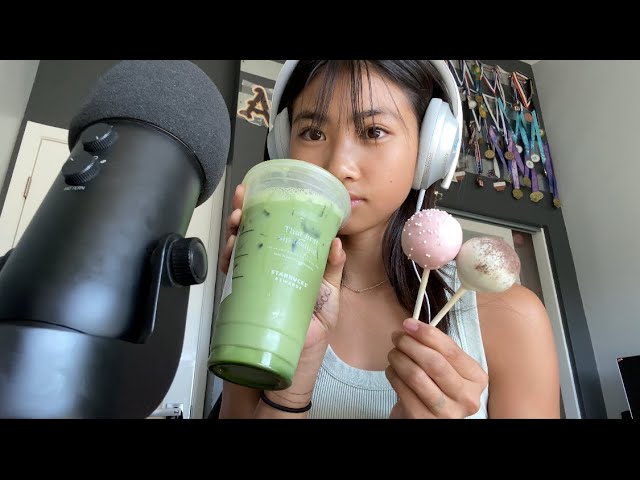ASMR Starbucks cakepops and drink