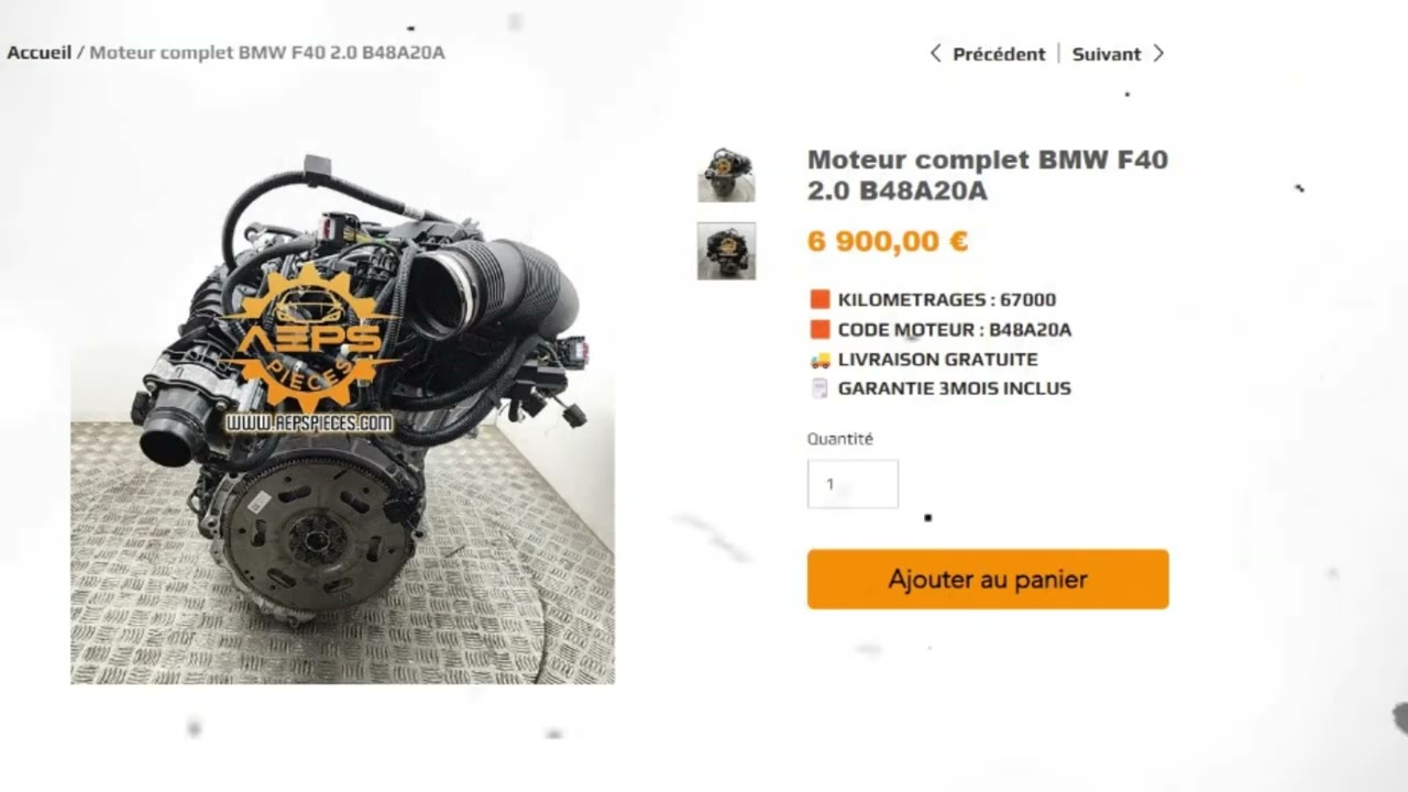 AEPSPIECES.COM - Moteur complet BMW F40 2.0 B48A20A