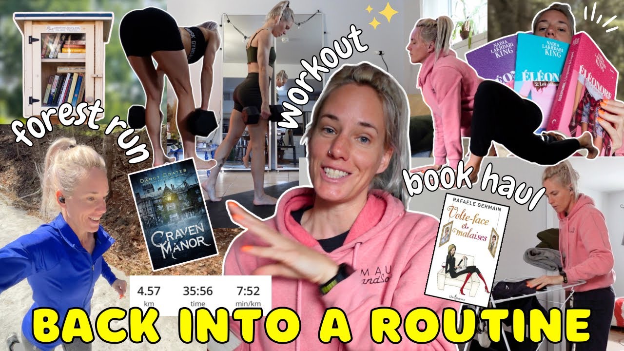 Getting Back into a ROUTINE 🏃🏼‍♀️🧺📚 workout, trail running, reading, cleaning, yoga