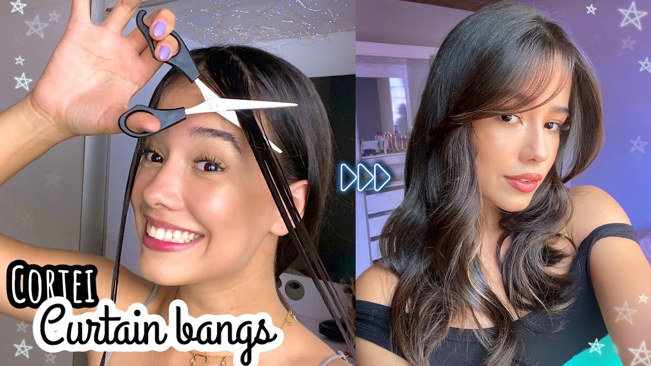 CORTEI A FRANJA CURTAIN BANGS SOZINHA ✂️ ✨
