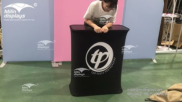 Milin promotion rectangle folding tables, trade show hydraulic portable pop up counter for events