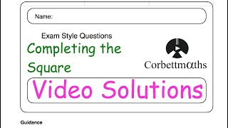 Completing the Square Answers - Corbettmaths