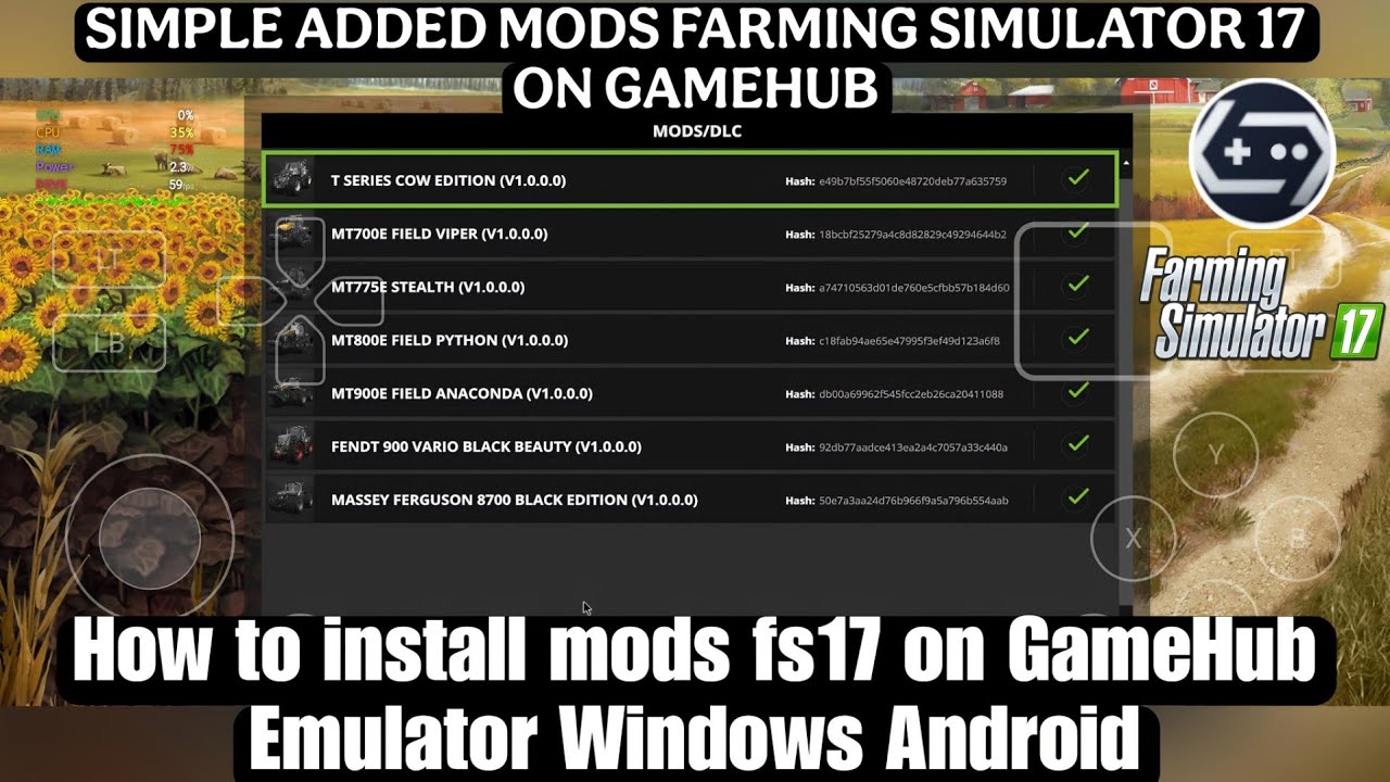 How to install mods fs17 on GameHub gamefusion emulator