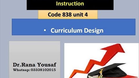 Curriculum Design,   Curriculum Development and instruction, Code 838, Unit 4, By Dr  Rana Yousaf