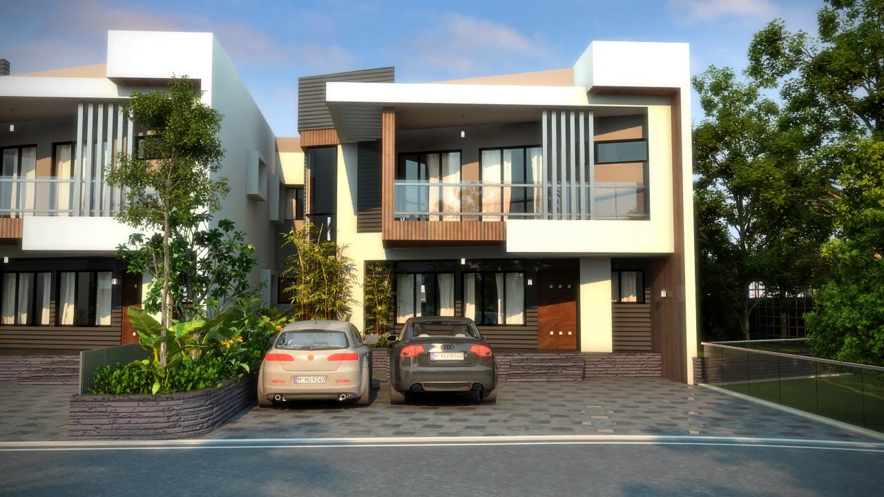  3D  Walkthrough Elevation Designing of many row  houses  with 