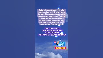 1 MENIT DOA JUMAT MUSATAJAB BA’DA ASHAR