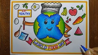 World Food Day Poster Drawing,Oct-16th |How to draw World Food Day Poster| Eat healthy drawing