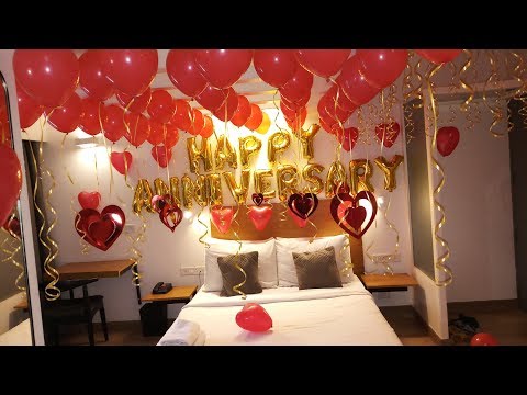 Anniversary room decoration in Hotel | Surprise Husband on ...