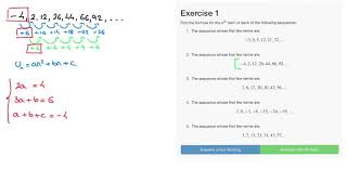 Quadratic Sequences Exercise 1 question 2