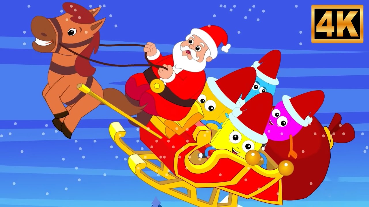 🎄✨ Merry Christmas Eve! 🎅🛷 Santa's sleigh is in full flight, soaring  through the starlit sky! ✨ With Rudolph leading the way and jingle bells  echoing in the night, Santa is whisking, image size:1280x720