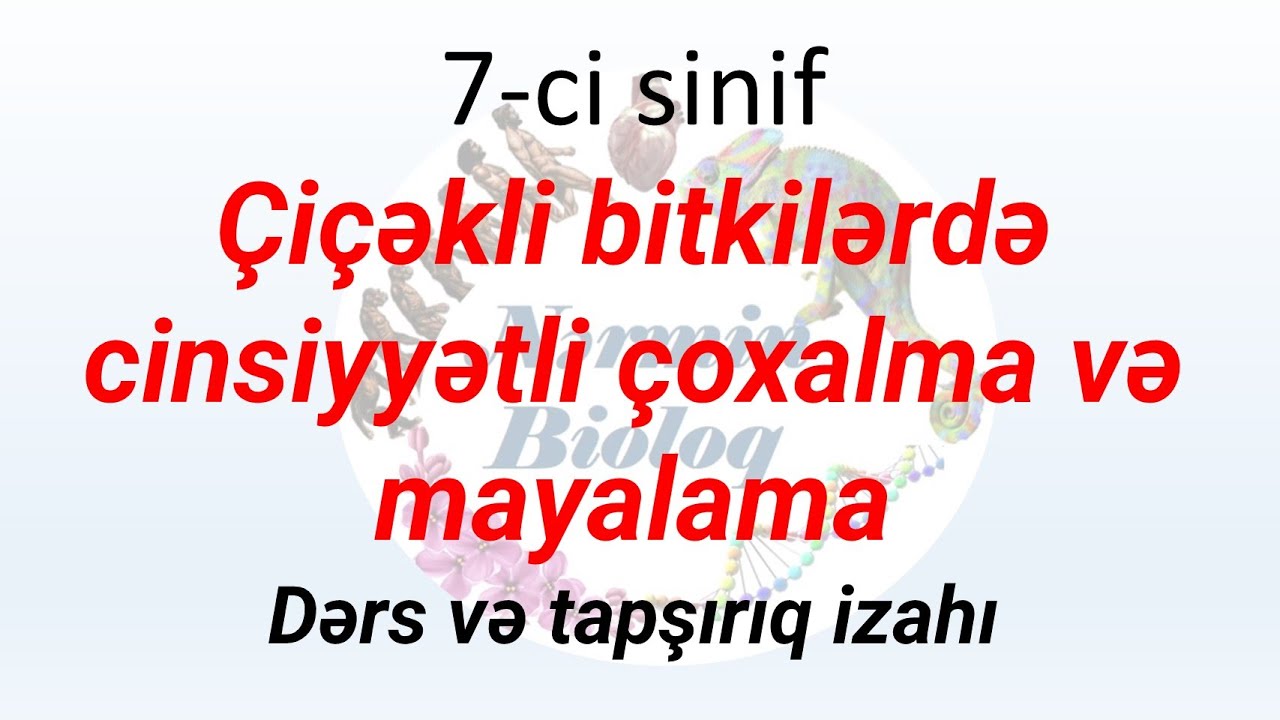 Biologiya 7-ci sinif Çiçəkli bitkilərdə cinsiyyətli çoxalma. Mayalanma
