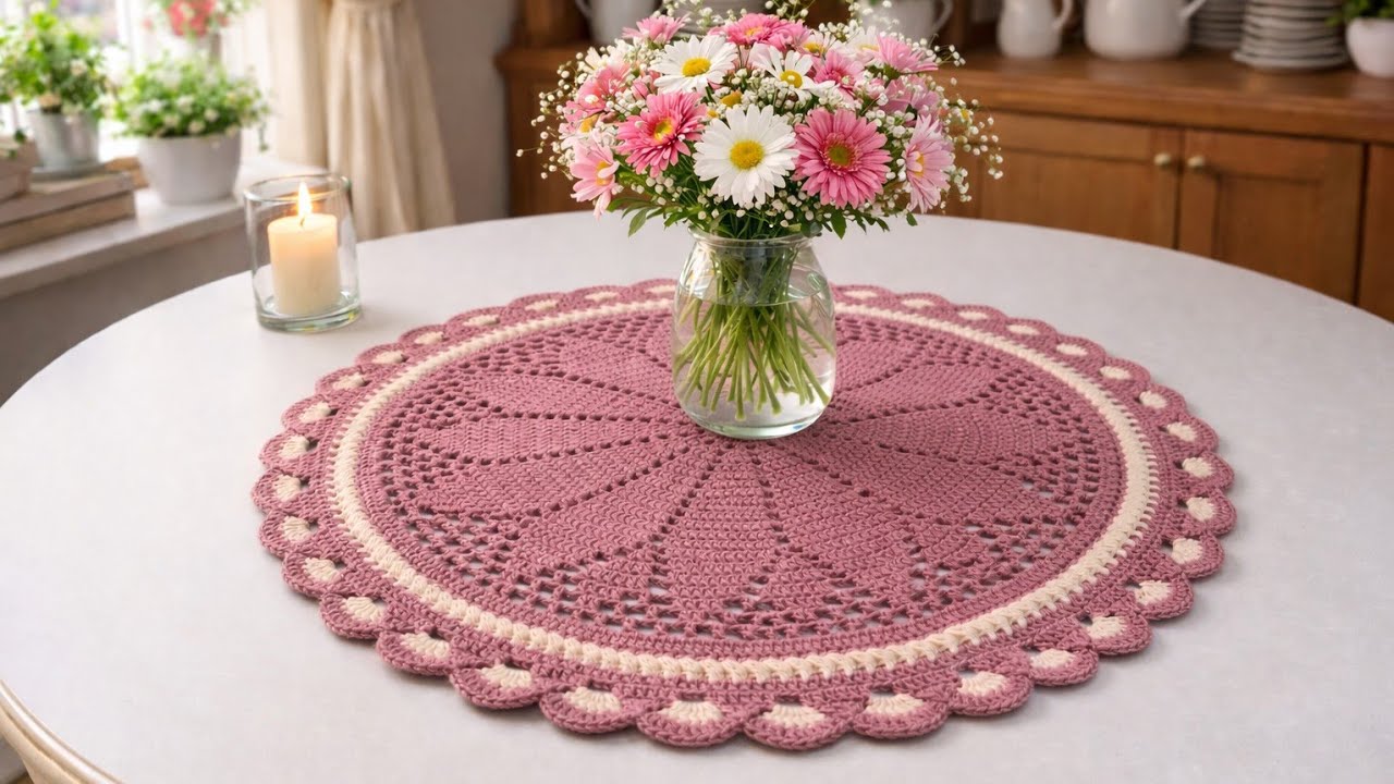 TAPETE  OU CENTRO DE  MESA ENCANTO DE MESA passo a passo completo #crochet #samilacroche 