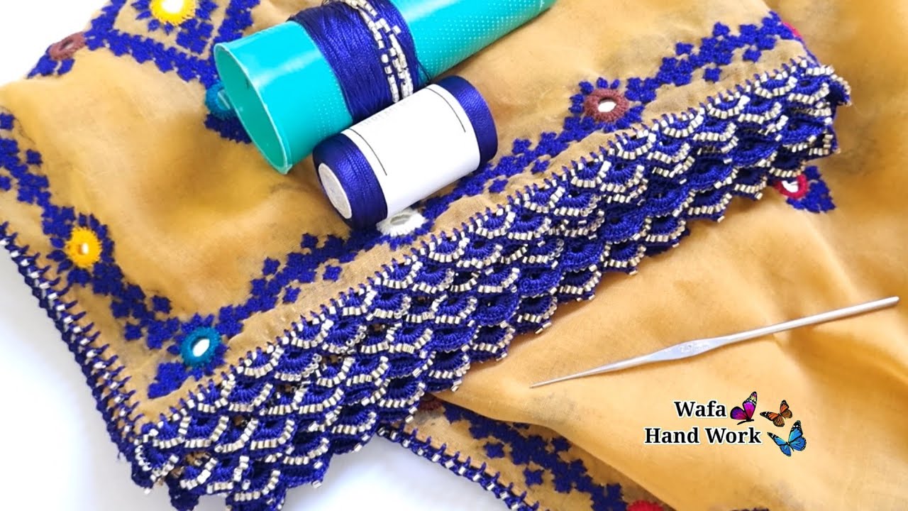 Beautiful Crochet Dupatta Lace Design ✨💙✨ Qureshia lace edging for dupatta | creative art | HandMade