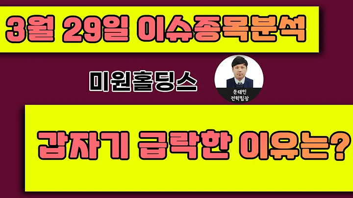 미원홀딩스(107590) - 갑자기 급락한 이유는?