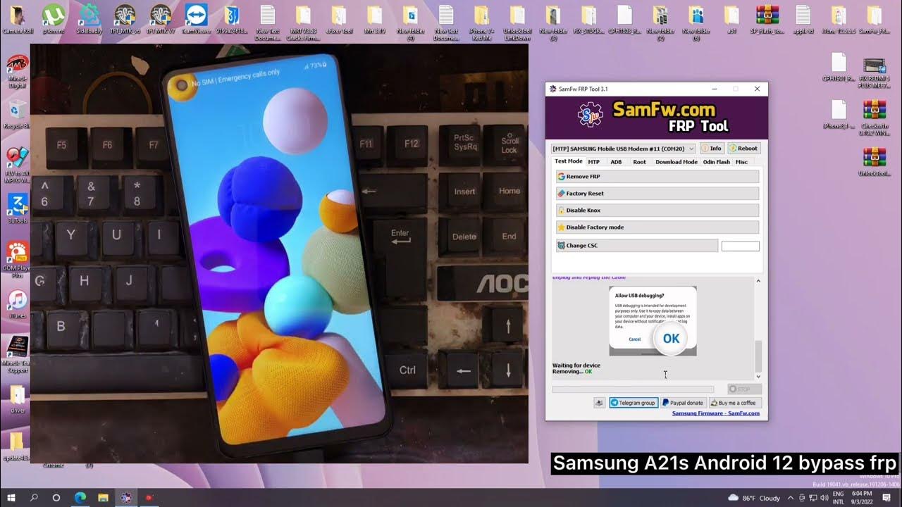 Samsung Galaxy A21s Bypass FRP Android 12 One Click, Free Tools SM