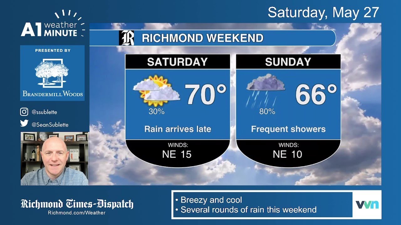 Weekend Richmond Weather Video: Cloudy and cool. Rain arrives Saturday ...