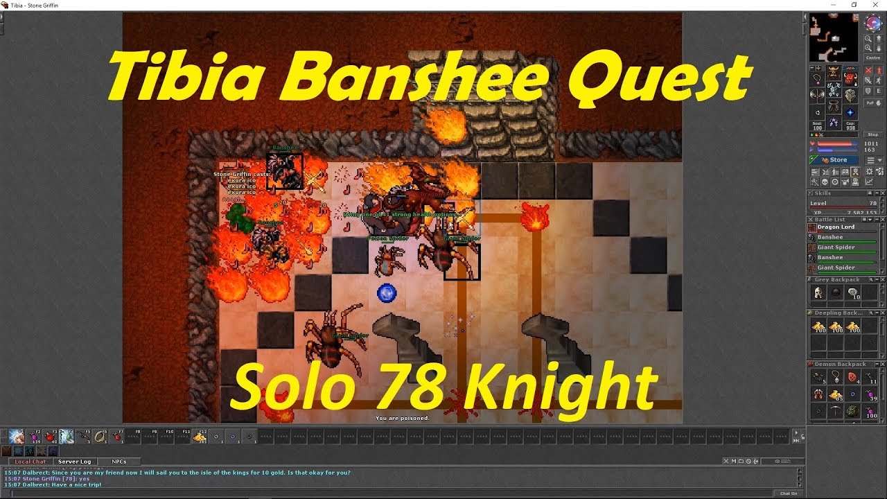 Tibia Banshee Quest - 78 solo Knight Facc ! - YouTube